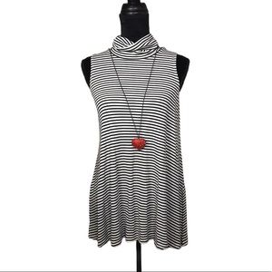 Anthropologie Puella Stripe Turtleneck Tank Top